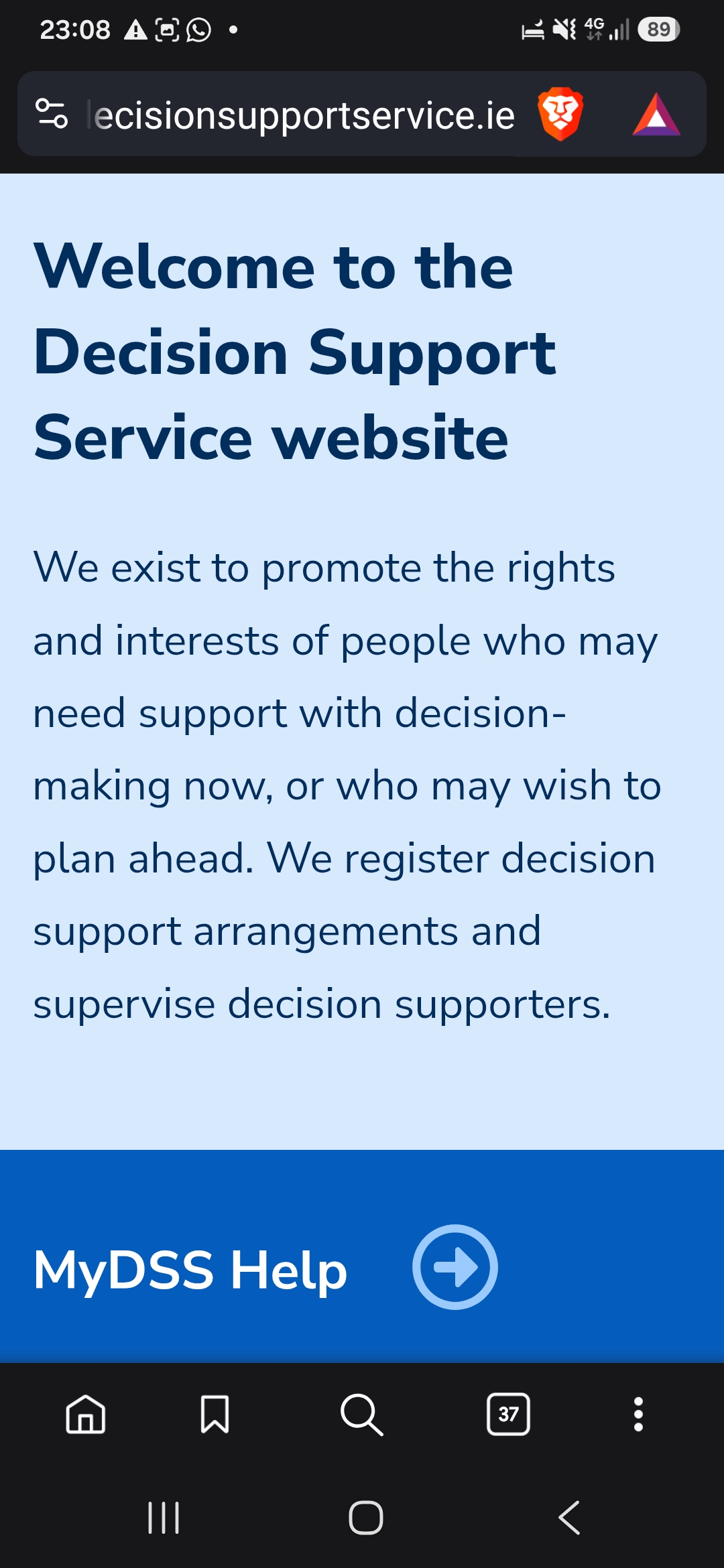 Link to government website for decision support service to help capture your wishes should you become unable to express and direct your medical care and financial decisions