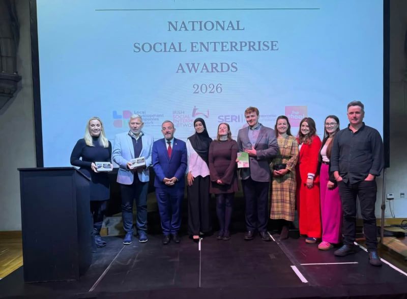 Finalists on-stage at the social enterprise awards ceremony in Limerick Oct 2026
